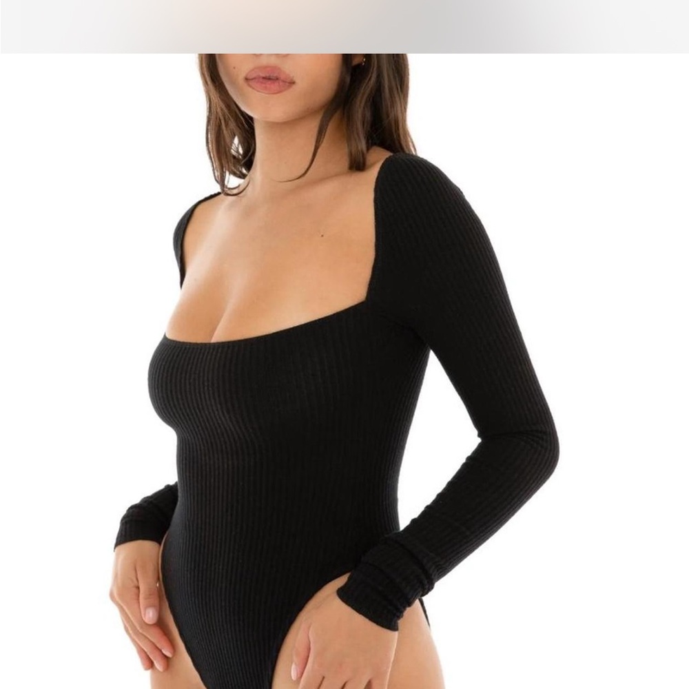 ARE YOU AM I Black Ribbed Bodysuit